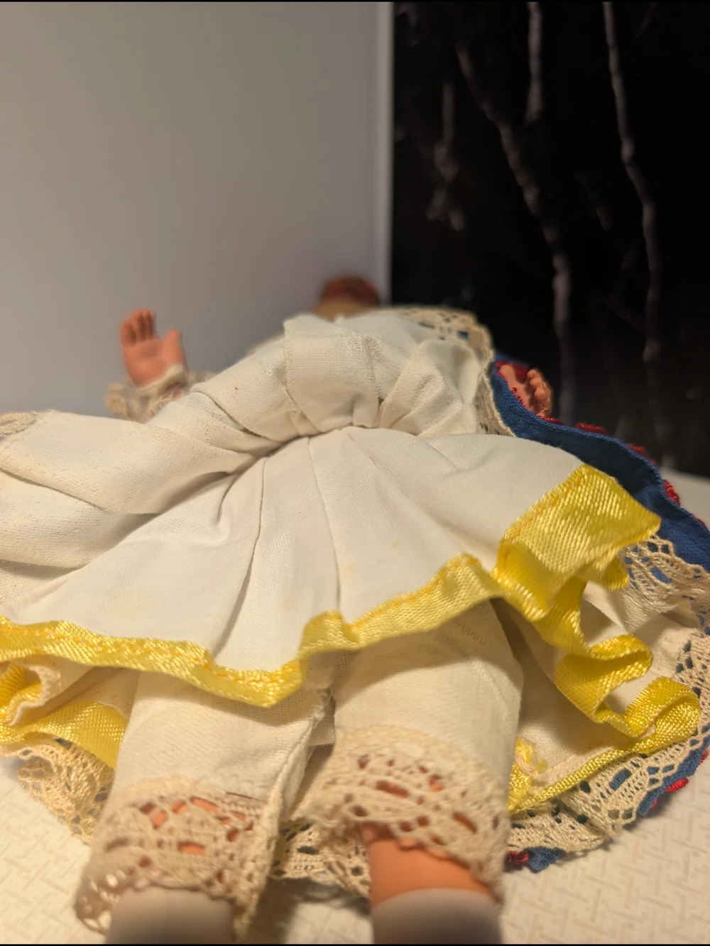 Vintage Austrian Trachen-Puppen Costume Doll with Blue, White & Red Outfit